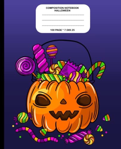 Image of composition notebook halloween: Halloween cute pumpkin bag (composition notebook college ruled) (100 page) (7.5x9.25)