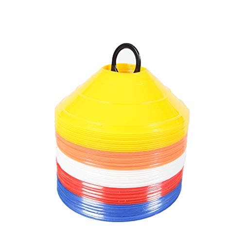 Image of Fitness Health Marker Saucer Cones - 5-Color Set for Agility Training, Sports Drills, and Workouts