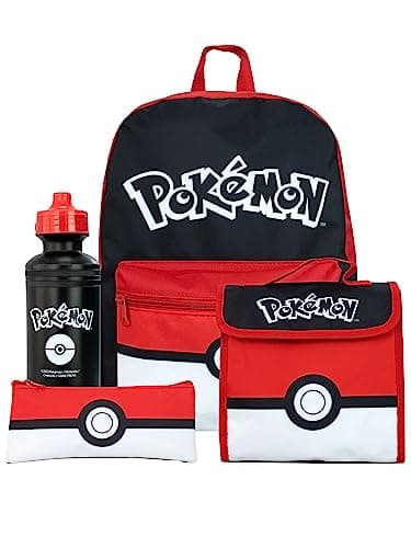 Image of Pokémon School Bag 4 Piece Set | Kids Backpack and Lunch Bag Set with Pencil Case and Water Bottle | Children's Backpacks | Official Merchandise