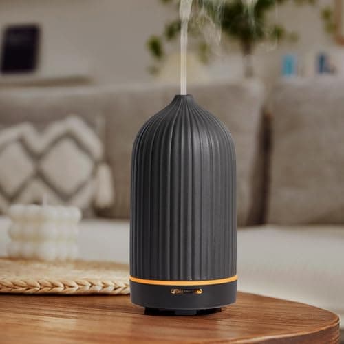 Image of Essential Oil Diffuser,Handcrafted Ceramic Diffuser,120ml Ultrasonic Cool Mist Humidifier,Aromatherapy Diffuser with Waterless Auto-Off Function for Home Office Room,Black