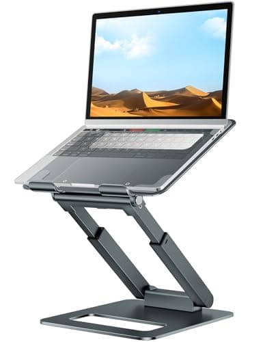 Image of tounee Laptop Stand for Desk Adjustable Height, Telescopic Computer Stand with Pull Out Design Ergonomic Laptop Riser Fits All Laptops 10-17"-Gray