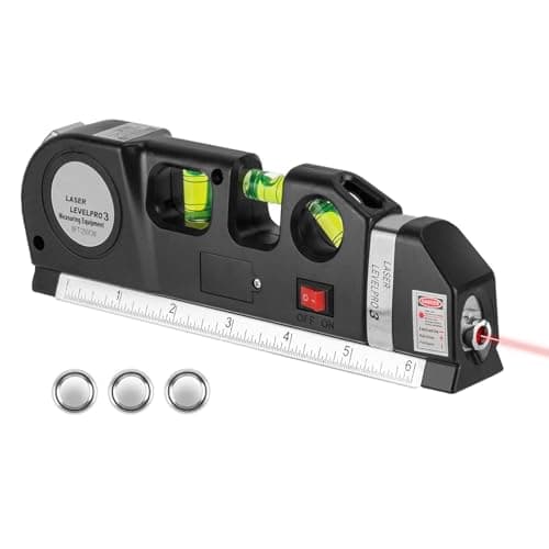 Image of Laser Level Pro 3 | Self-Leveling Spirit Level with Laser Line & 2.5m Measuring Tape for DIY, Carpentry, Picture Hanging, Tiling & Construction Projects