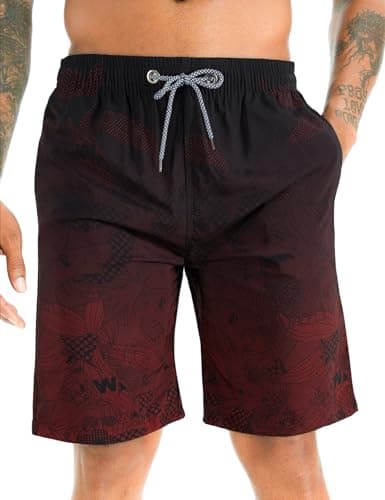 Image of APTRO Men's Swim Trunks Swimming Shorts Board Shorts Quick Dry Beach Shorts Big and Tall Swim Shorts BS023 Red XL