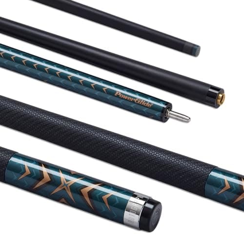 Image of POWERGLIDE One 2-Piece Pool Cue Stick | Autograph | Carbon Fibre & Fibreglass | Ultra Smooth Gloss Leather Grip | Full Size 58" | 13 mm Tip