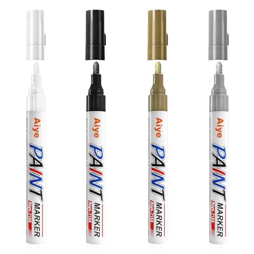 Image of AMFUN 4 PCS Permanent Marker Set, 4 Colors Waterproof Paint Markers, 2-2.8mm Round Tip Fine Point Art Markers, Metallic Acrylic Paint Pens for Rock Painting, Glass, Ceramic, Wood, Metal
