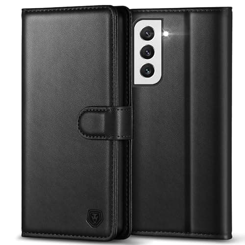 Image of Kuafcase for Samsung S22 Case, 4 Card Slots Magnetic Closure Kickstand Shockproof Protective Phone Case for Samsung Galaxy S22 - Black