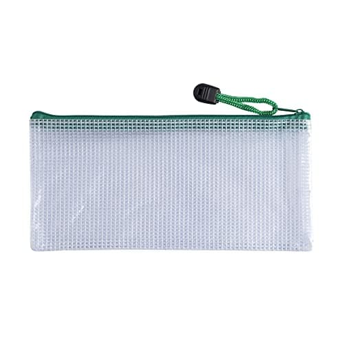 Image of Pack of 12 DL Green PVC Mesh Zip Bags