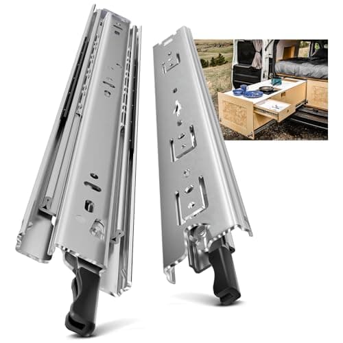 Image of AOLISHENG Heavy Duty Drawer Runners 1000mm 50Kg Load Capacity Heavy Duty Drawer Slides Ball Bearing Draw Runners, Full Extension Draw Sliding Rails Sliders Side Mount 1 Pair, 40 inch with Lock