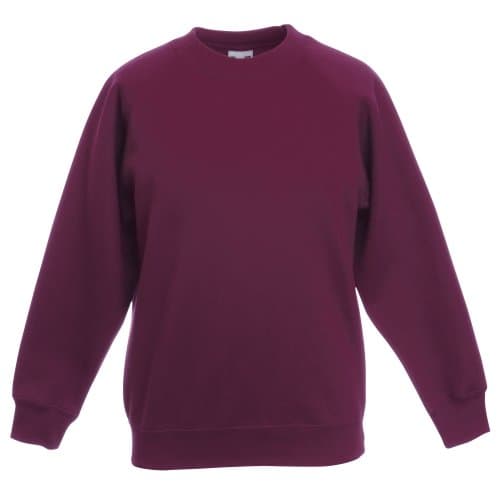 Image of Fruit of the Loom Childrens Unisex Raglan Sleeve Sweatshirt (7-8) (Burgundy)