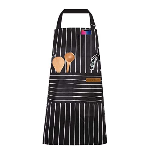 Image of Adjustable Apron Unisex Apron with Pocket Cooking Kitchen Accessories Chef Aprons for Women Men Home Kitchen Butchers BBQ Restaurant (Black Strips)