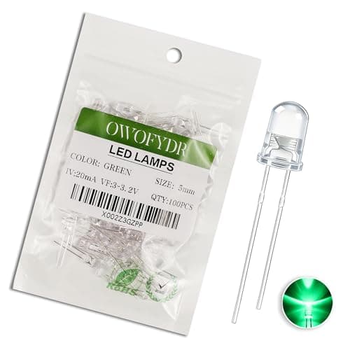 Image of OWOFYDR 5mm Led Light Emitting 100 Pieces 5mm Green Transparent Round Lens (DC 3V) Light-Emitting diode Bulb