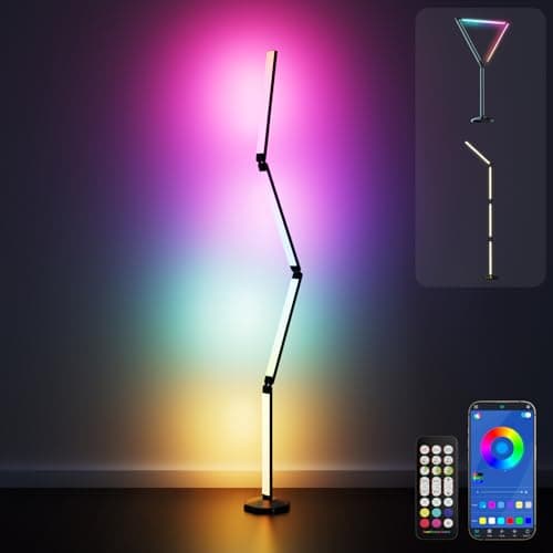 Image of Electight Corner Floor Lamp 67.3"[Remote/APP], 360° Foldable Smart RGB LED Standing Lamp, 2200 LM Bright Light, Music Sync, 16 Million DIY Colors, Dimmable,Timer Setting for Living Room,Game Room,etc