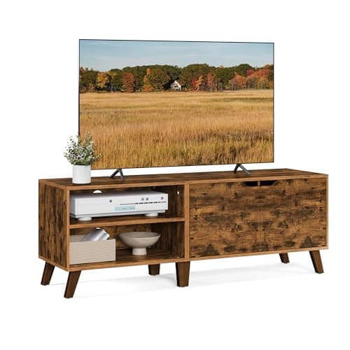 Image of VASAGLE TV Stand with 2 Doors, TV Stand with Adjustable Shelves, Length 140 cm, for 65 Inch TVs, Living Room, Dining Room, Bedroom, Rustic Brown LTV027X01