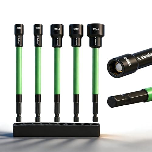 Image of 8mm 11mm 13mm 17mm Magnetic Nut Driver Set for Impact Drill, Long Nut Drivers 6 INCH(150mm), Long Shank Nut Driver Bits, 1/4" Hex Shank Long Nut Setter Socket Kit