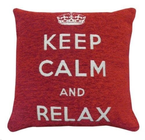 Image of GMTEXTILES 100% Cotton Red & White KEEP CALM & RELAX Cushion Cover 18"x18" Buy Single/Sets (Single Unit (One Piece))