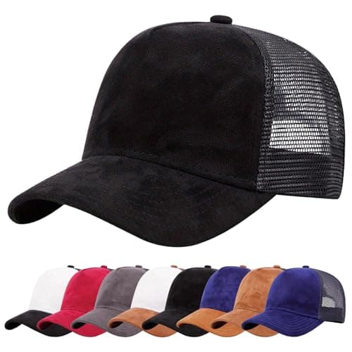 Image of Enwokran Baseball Cap Mens Hats Unisex Hip Hop Trucker Caps Adjustable Mesh Back UPF 50+ UV Protection Summer Sun Hat Sports Cap (Black)
