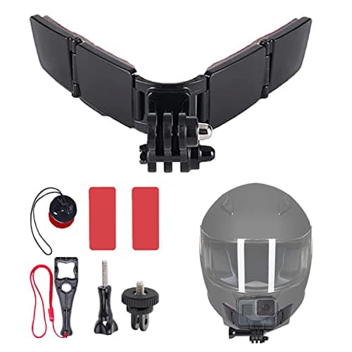 Image of WLPREOE Motorcycle Helmet Chin Strap Mount for GoPro Hero 9/8/7/(2018)/6/5 Black,Session 4,Hero 3,DJI Osmo Action,Insta360 ONE R,AKASO/Campark/YI and More(Blue)