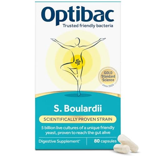 Image of Optibac Probiotics Saccharomyces Boulardii - Vegan Digestive Probiotic Supplement with 5 Billion Live Cultures - Most Trusted & Recommended Brand - 80 Capsules