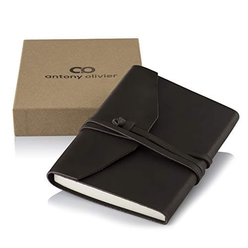 Image of Antony Olivier Real Leather Journal | A5 Writing Notebook and Travel Diary | Unlined Premium Quality Paper | Fixed | Perfect for Men, Women, Students | Classic Vintage Brown - (21 x 16 cm)