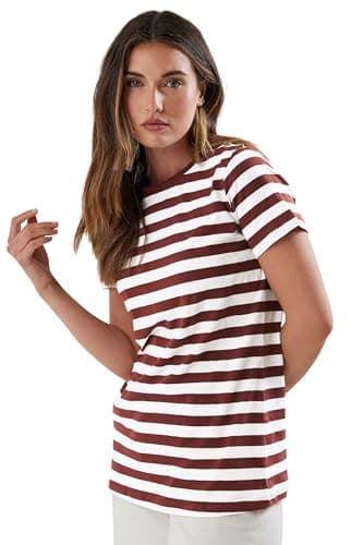 Image of Long Tall Sally - LTS Tall Red Striped Cotton T-Shirt - Women's