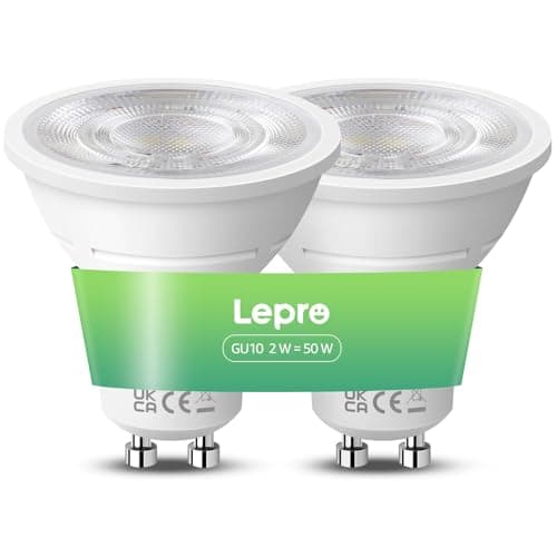 Image of Lepro GU10 LED Bulbs, Neutral White 4000K, A Energy Class, 360LM, 2W (50W Equivalent), 38° Beam Angle, 50000H Long Life, 96% Energy Saving Spotlight Bulb, Non-Dimmable, 2 Packs