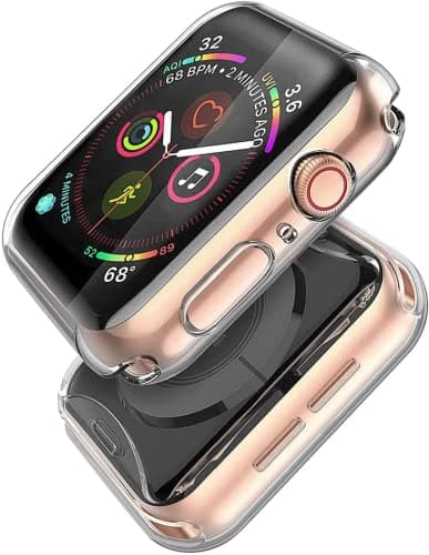 Image of Piuellia [2-Pack] Transparent Case Screen Protector for Apple Watch Series SE3 SE2 SE Series 6/5/4 44mm, Overall Protective TPU HD Clear Ultra-Thin Cover for iWatch
