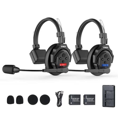 Image of SYNCO Wireless Intercom Headset System, XTALK X2 2.4GHz Full Duplex Wireless Headset with 24H 1148FT Team Communication Real-time Monitoring（2PCS）