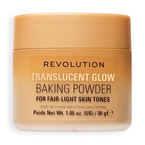 Image of Revolution Translucent Glow Loose Baking Powder, Setting Powder Infused with Shimmer for Glowing Complexion, No Caking, Fair to Light, 30g
