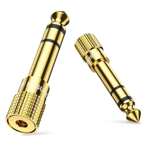 Image of POSUGEAR Headphone Adapter jack 6.35mm (1/4 inch) to 3.5mm (1/8 inch)-2 Pack, 1/4 inch to 3.5mm Headphone Audio Jack Plug Adaptor Gold Plated-2 Pack