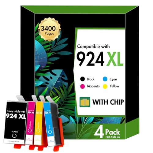 Image of 924 Ink Cartridges 4 pack 8120e Compatible for HP 924 Ink Cartridges 924XL XL 924e for HP OfficeJet Pro 8120e 8132e 8122e 8130e 8124e 8125e 8134e Printer with Chip (Black Cyan Magenta Yellow)