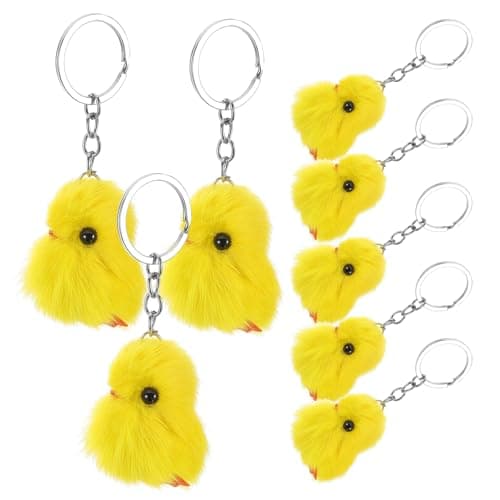 Image of Ciieeo 8pcs Yellow Chick Plush Keychains Lightweight Cute Animal Bag Charm Accessories Adorable Fluffy Key Rings Present for Women
