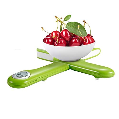Image of CAMRY Kitchen Scale, Travel Food Scale, Digital Folding Weighing Scales, Portable Kitchen Scales for Camping Motorhome,11lb/5kg Units in g/lb:oz, Round LCD Display(Green)