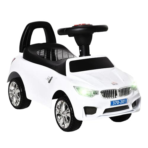 Image of HOMCOM Ride on Car Baby Toddler Walker Foot to Floor Sliding Car Slider w/Horn Music Working Lights Storage for 1.5-3 Years Old, White
