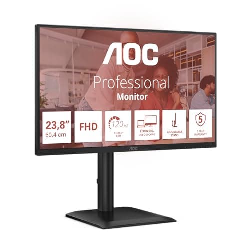 Image of AOC 24E4CV 24 Inch FHD Monitor, 120Hz, IPS, 4ms GtG, Adaptive Sync, HDR Mode, Height Adjustment, Speaker, (1920x1080,HDMI 1x 1.4,DP 1x 1.2 USB Hub) Black