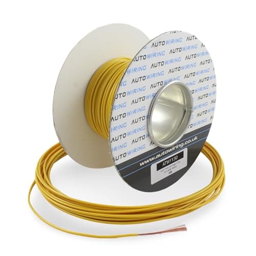 Image of 16.5 AMP Rated 1mm² 17 AWG Single Core Stranded Copper Cable 12v 24v Thin Wall Wire (10M 20M 50M 100M) (Yellow, 20 Metre Coil)