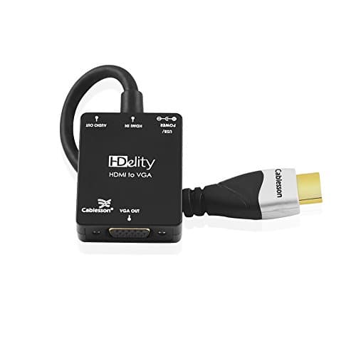 Image of Cablesson Active HDMI to VGA - Black Female Video Converter Adapter Cable with Micro USB Power and Audio port - 1080p for PC, Laptop, DVD, TV, Blu-Ray, Sky HD, Raspberry Pi, Chromebook, Ultrabook