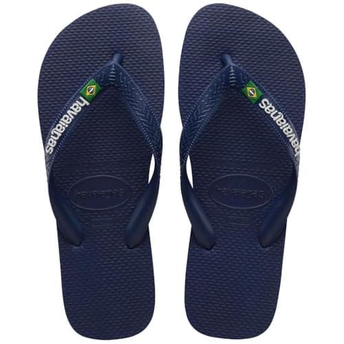 Image of Havaianas Brasil Logo (Mini Me) Unisex Kids FlipFlop Navy Blue 9/9.5 UK Child