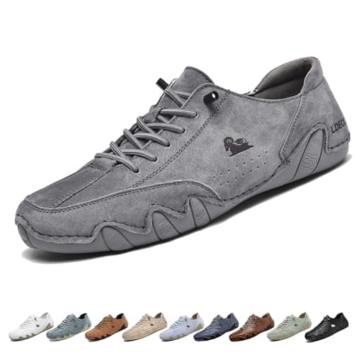 Image of Handmade Suede High Boots - Outdoor Unisex beck Shoes Explorer Waterproof Lightweight Chukka Boots Non-Slip Breathable Casual Sneakers for Walking Hiking Camping & Driving(Gray low top,37 EU)