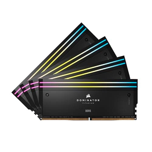Image of CORSAIR DOMINATOR TITANIUM RGB DDR5 RAM 64GB (4x16GB) DDR5 6400MHz CL32 Intel XMP iCUE Compatible Computer Memory - Black (CMP64GX5M4B6400C32)
