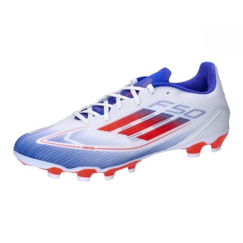 Image of adidas Unisex F50 League Football Boots Multi Ground, Cloud White/Solar red/Lucid Blue, 11 UK