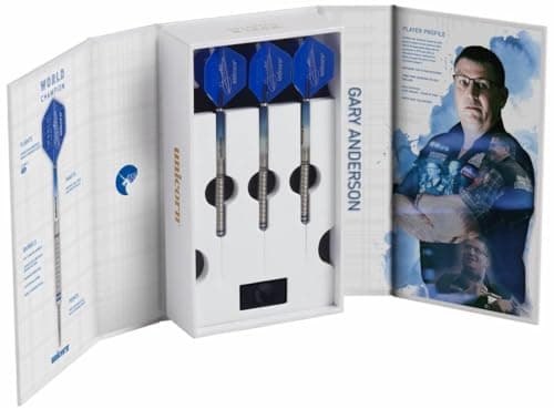 Image of Unicorn Steel Tip Professional Darts Set | Gary 'The Flying Scotsman' Anderson Phase 3 World Champion | 90% Natural Tungsten Barrels with Blue Accents | 23 g
