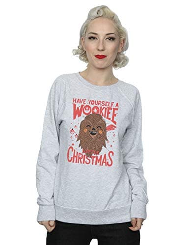 Image of Absolute Cult Star Wars Women's Wookiee Little Christmas Sweatshirt Sport Grey XX-Large