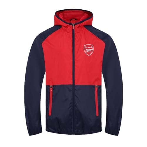 Image of Arsenal FC Official Gift Mens Shower Jacket Windbreaker Navy Red Large