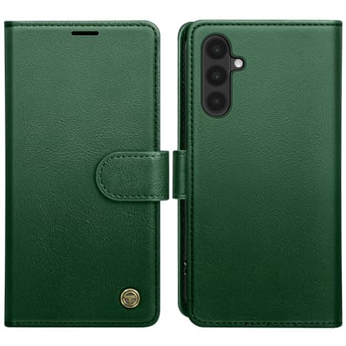 Image of AIMOYU for Samsung Galaxy A56 5G Case, Flip Wallet Leather Phone Case with [4 Card Slots] [Kickstand] [RFID Blocking] Magnetic Protective Shockproof Cover for Samsung A56 Phone Case - Green