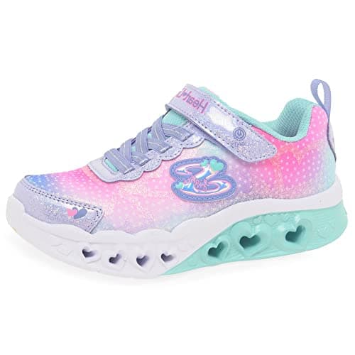 Image of Skechers Girl's Flutter Heart Lights Simply Love Sneakers, Lavender Synthetic/Mesh, 11 UK Child