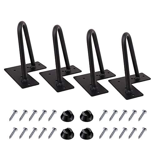 Image of MSOBAIW 4 Inch Hairpin Legs, Heavy Duty Metal Table Legs for Cabinet, Wardrobe, TV Cabinets, Drawers, Nightstand, 3/8" Dia Satin Black Two-Rod Iron Wire Legs for DIY Furniture (4”, Black)