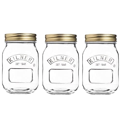 Image of Kilner Preserve Jar Set of 3 x 0.5L (500ml) Round Glass Screw Top Lid Preservation Storage Jar for Jams, Chutneys, and Small Pickled Fruits