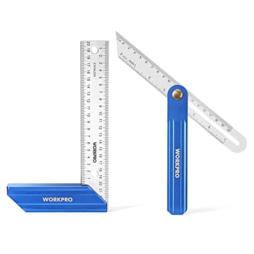 Image of WORKPRO Carpentry Squares Set 2-Piece,Try Square 8 Inch/200 mm,Adjustable Sliding Bevel 9.4 Inch/240 mm, Hardwood Handle Stainless Steel Blade for Craftsman Woodworking