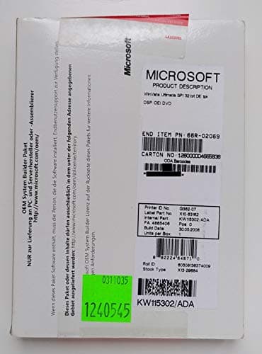Image of Microsoft Windows Vista Ultimate 66R-00768