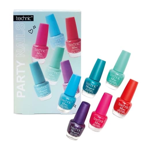Image of Technic Party Nails 6-Piece Nail Polish Set – Bold Brights & Shimmer Finishes for Show-Stopping Nails